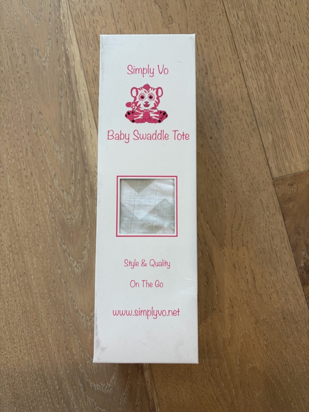 Simply Vo Baby Swaddle Tote - White with Pink Logo